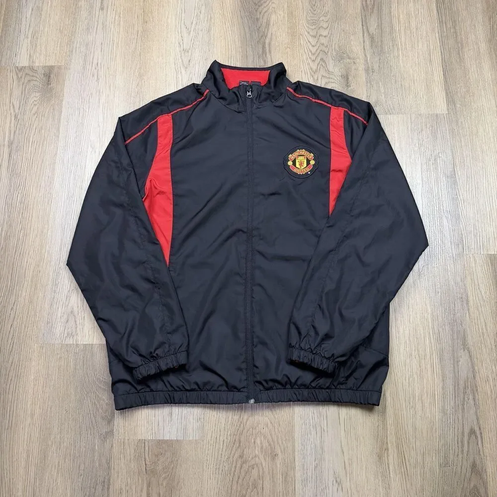 Vintage Manchester United Jacket Mens Large Black Premier League Soccer Football